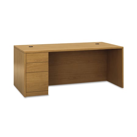Hon L Single Ped Desk, Left Full-Height Ped, 36 in D X 29.5" H, 72" W X Woodgrain Laminate, Harvest H105896L.CC